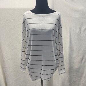 Lulu's Black and White Striped Long Sleeve Top